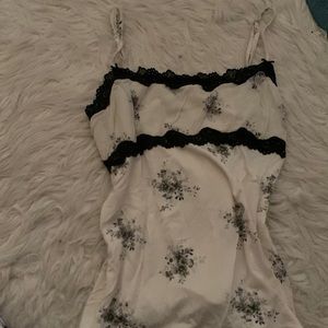 White and black floral cami